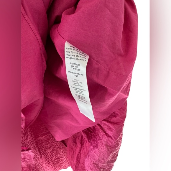 FRAME Pintucked Midi Dress with Puff Sleeves Fuschia Pink size Small - Picture 11 of 12